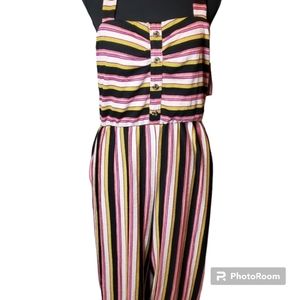 Juniors Striped Sleeveless Jumpsuit Sz L